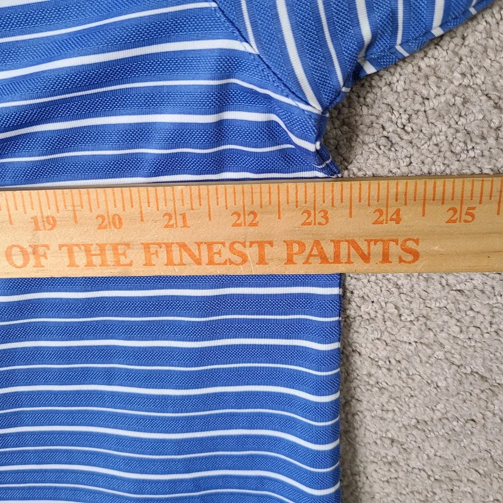 Adidas Shirt Men L Blue White Striped Golf Polo ClimaCool Audubon 1908 Polyester